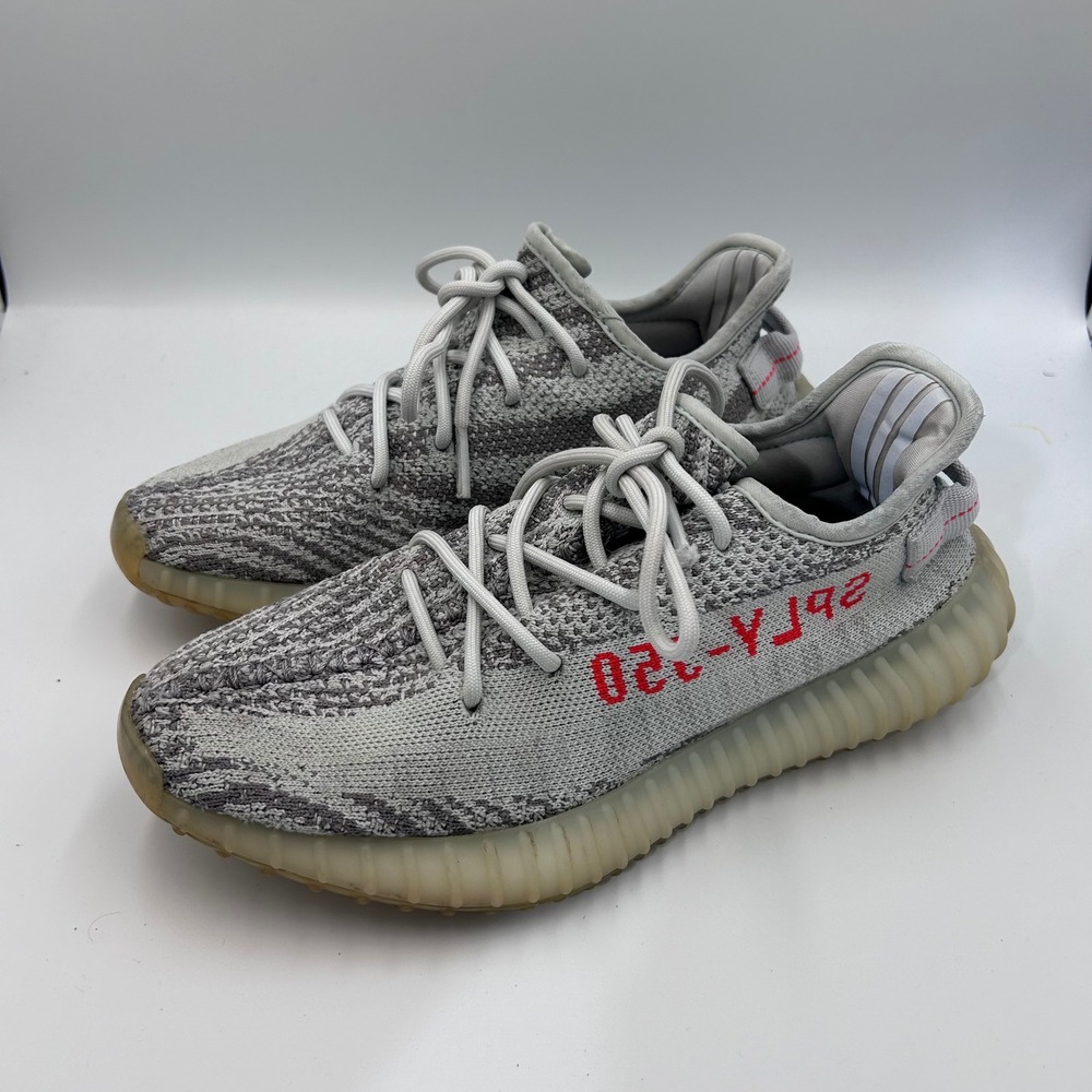 Adidas Yeezy Boost 350 V2 Blue Tint Grey Red B37571 Mens Sneakers